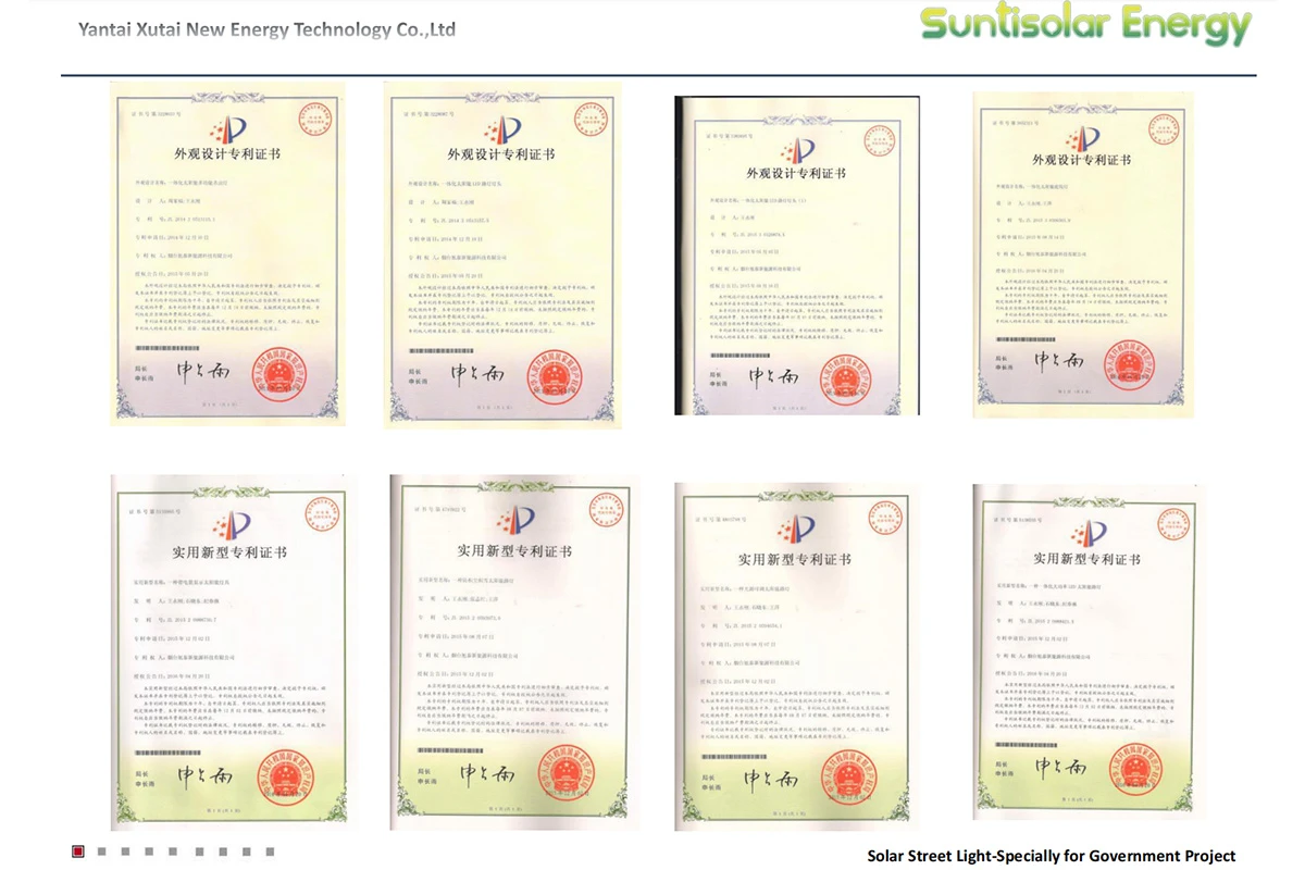 Self Cleaning Solar Street Light Certificates